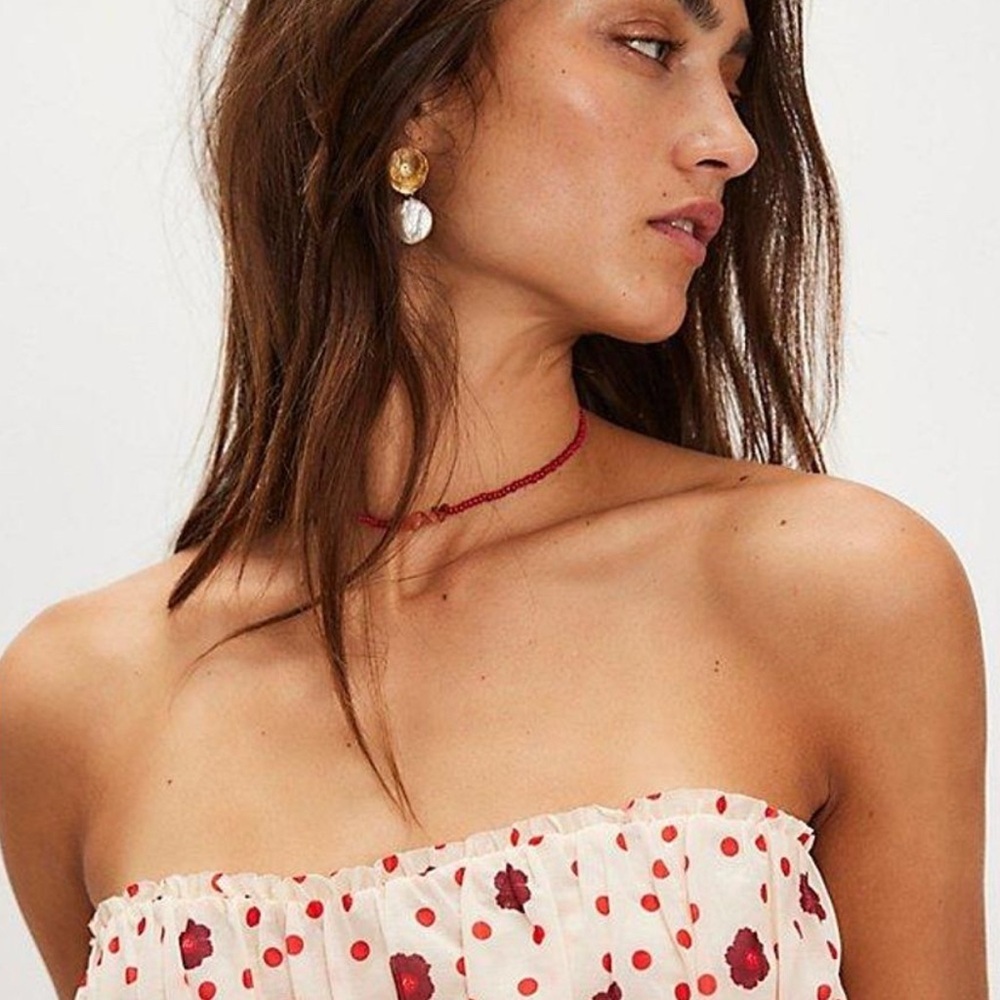 NWOT Free People Scottie Red Printed Top ✨❤️